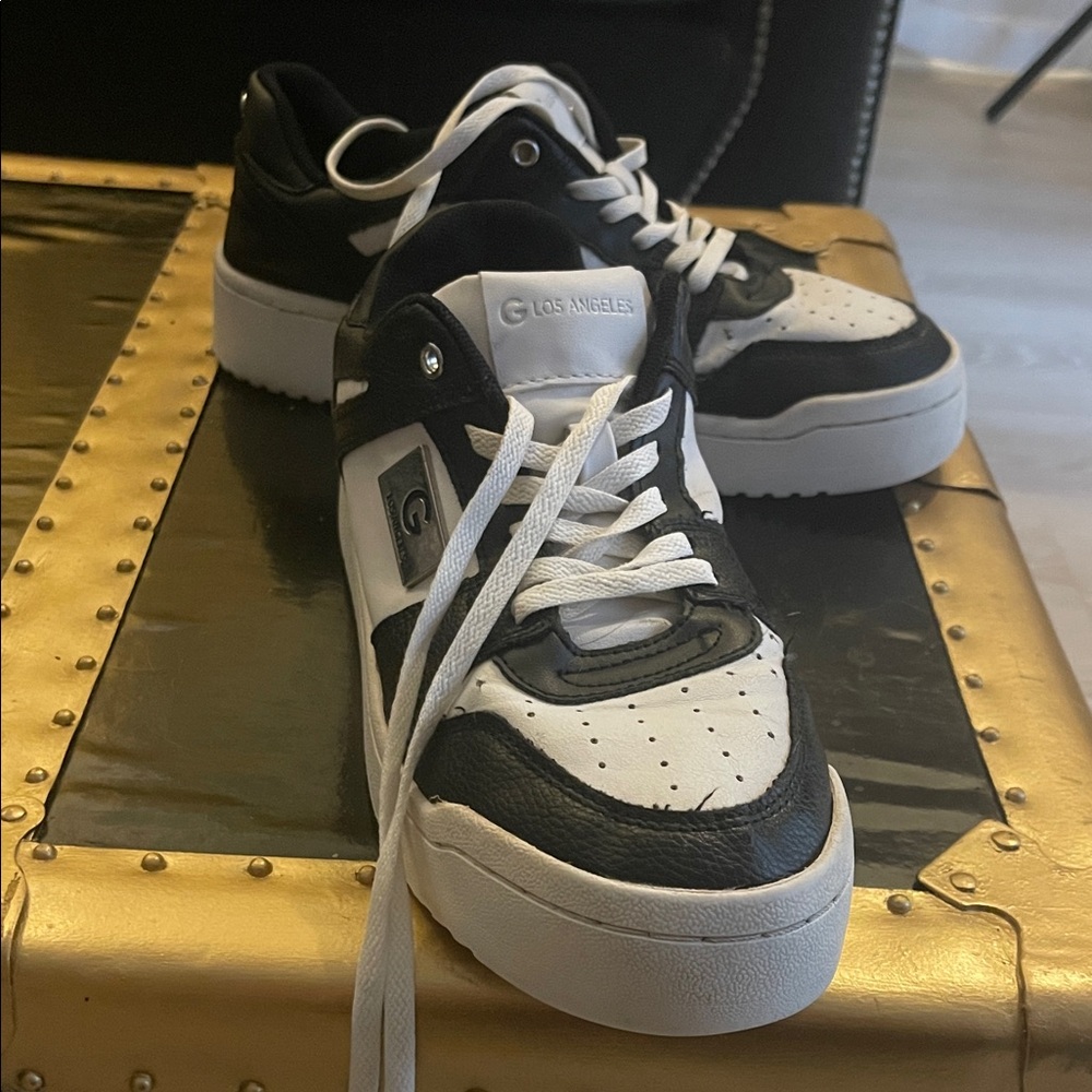 Black and White Guess Platform Lace-Up Sneakers